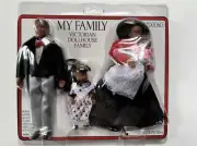 Dollhouse Miniatures Victorian Black Family of 4 People Bendable Poseable 1:12