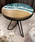 24" Ocean wave Epoxy Resin Coffee Table || Living Room Corner Side Table Decor