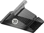 OKAM Metal Coat Hangers 30-Pack Rubber Coated Black Non-Slip Strong Heavy Duty Clothes Hanger with Notched Design for Straps - Bulk Buy Coathangers