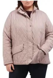 Plus 1X BARBOUR Flyweight Cavalry Quilted Jacket in Dusty Mauve British Classic