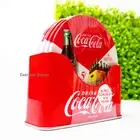 Coke 6 Pc Coaster Set with Standing Metal Holder Red Coca Cola Collectible