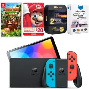 Nintendo Switch Red/Blue OLED + Donkey Kong Country Returns, $20 eShop Gift Card