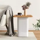 Modern Side Table, Natural Wood Texture, Rounded Corners, Living Room