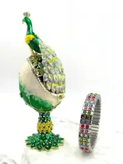 Green Faberge Egg Peacock Trinket box Imperial Russian Faberge eggs Imperial set