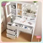 White Dressing Table Vanity Desk Vanity Set with Large LED Mirror and 6 Drawers