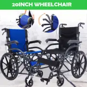 20inch Foldable Wheelchair Park Brakes Lightweight Soft Aid Mobility Disabled