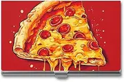 [VFMKT] Slim Metal Business Card Holder Portable Business Card Case Pocket Name Card Holder Painting Pizza Wallet for Men Women Office Travel