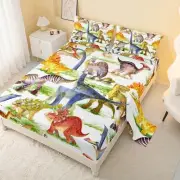 Dinosaur Fitted Sheet & Bedding Set, Twin Size - 4 Piece