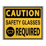 Industrial Decals Horizontal Vinyl Stickers Caution Safety Glasses Required Sign