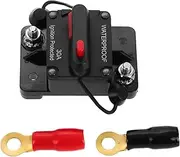 GARVALON Circuit Breaker 30a for Car Audio Manual Reset 12v-48v Dc Automotive Fuse Block 4ga Terminal