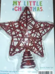 My Little Christmas Tree Glitter String Wire Tree Topper Star 5" New Decor