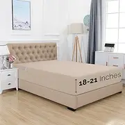 Elegant Comfort 1500 Premium Hotel Quality 18-21 Inches Deep - Extra Deep Pocket Single Fitted Sheet for High Mattress, Luxury and Softest, Smart Pocket - Wrinkle Free, Twin/Twin XL, Cream