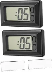 Parliky 2Pcs Mini Digital Clock Electronic Calendar Clock for Car and Office Easy Install with Adhesive Pad Display for Date Practical Home Accessory