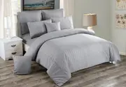 Seersucker Double Size Quilt/Doona/Duvet Cover Set - Grey