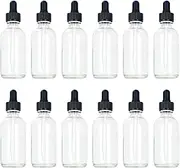 Magic Season Boston Round Glass Bottles (Transparent / 60 ml with Droppers / 12 Pcs)