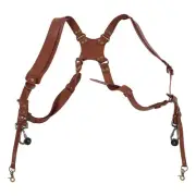 (Brown)Camera Double Shoulder Strap Adjustable Leather Double Shoulder ZO