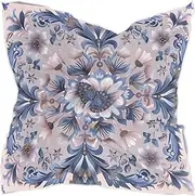 [sanluoli] Retro Blue Flowers Boho square silk scarf headband silky dress scarves for women for evening bufandas para mujer, Retro Blue Flowers Boho