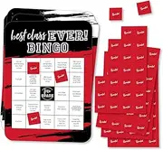 Big Dot of Happiness Reunited Red - Find The Classmate Bingo Cards and Markers - School Class Reunion Party Bingo Game - Set of 18