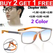 1 Pairs Mens Non Slip Readers Anti-blue Light Reading Glasses Portable +1.5-+4.0