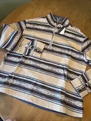 15 Pendleton Womens Flannel Pullover 1/4 Quarter Zip Southwestern Top NWT $179 M
