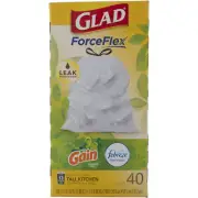 4 Pack Glad Force Flex Febreze Freshness Waste Bags, 59.6 cm X 64.5 cm X 18.3...