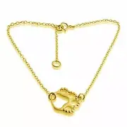 Azaggi Gold Plated Textured Dog Pet Puppy Print Pendant Anklet Bracelet Jewelry