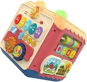 Totority Baby Activity Cube 6 Side Interactive Drum Toy Learning Activity Toy for Boys and Girls Music Shape Recognition Hand Eye Coordination