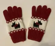 NWT Gymboree Holiday Friend Size 3-4 Red Fair Isle Scottie Dog Knit Gloves 3T-4T