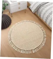 Boho Round Rug 3ft, Small Circle Rugs for Entryway Kitchen 3' Round Khaki