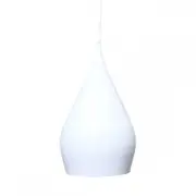 Erissa Modern Classic Sleek Contour Wine Glass Metal Pendant Light Lamp - Glossy White.
