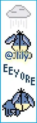 Finished Completed ~ POOH EEYORE CLOUDY Grosgrain Ribbon Counted Cross Stitch