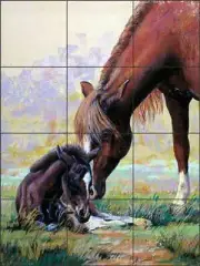 Horse Tile Backsplash Marsha McDonald Equine Art Ceramic Mural MMA005