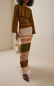 [Kilentar] Exclusive Awo Handwoven Cotton Patchwork Maxi Skirt