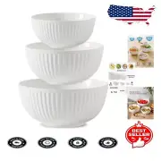 Durable Ribbed Nesting Bowls, Dishwasher Safe - Ideal for Kitchen Prep & Serving