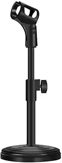 Desktop Microphone Stand, Upgraded Adjustable Table Mic Stand with Mic Clip and 5/8" Male to 3/8" Female Screw for Blue Yeti Snowball Spark & Other Microphone