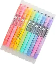 TEMPNAP 10Pcs Double Ended Highlighter Pens Colorful Erasable Marker for Students Stationery with Wide Chisel and Thin for Note Taking and present Giving
