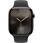 Apple Watch Series 10 46mm Slate Titanium Case GPS + Cellular Sport Band (S/M) (Black)
