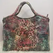 Brahmin Elaine Shapeshifter Satchel Melbourne Leopard Tote Bag Purse Handbag NWT