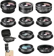 Mocalaca Phone Camera Lens (11 Lenses) Phone Lens Kit, Clip on Fisheye/Macro/Wide Angle Lens Attachment with Travel Case for iPhone 14 13 12 11 Xs X Pro Max Samsung Android Smartphone