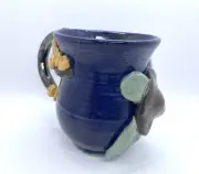 Studio Art Pottery Coffee Mug Applied Turtle Nautical Theme Alaska Signed