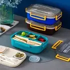 Microwave Safe Lunch Box Stackable Container Sleek Modern All-in-1 with 2