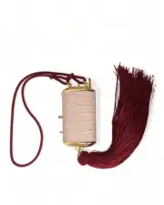 Dolce & Gabbana Exotic Leather Mini Mirror Tassel Makeup Bag Women Pink Handbags
