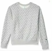 Champion Brand Womens Reverse Weave All Over Script Print Crew Sweatshirt XXL