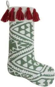 Peking Handicraft Aisha Quilted Stocking with Tassel, 20-inch Length, Cotton