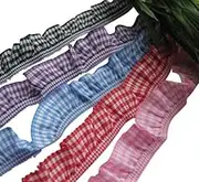 (Multi-Color) - Chenkou Craft 10Y 1.9cm Gingham Elastic Trim Ruffle Ribbons Trimming Lots (Multi-Colour)