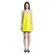 [GUCCI] Shiny Leather A-Line Mini Dress Green