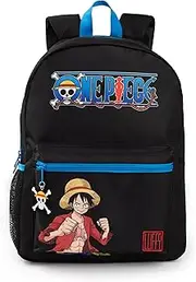 [One Piece] Luffy Boys Backpack | Black Rucksack with Adjustable Straps | Practical & Organised Luggage Sports School Bag | Anime Game Series Movie Merchandise Gifts for Kids & Teens, Black, Classic