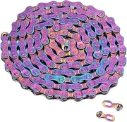 Ultra-Light 116 Links Bike Chain, 6/7/8 Speed, Carbon Steel, Rust Proof Colorful Electroplating Rainbow Chain for Road Mountain Bikes