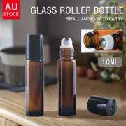 10-50pcs Roller Rollerball Perfume Essential Oil Roll On Ball Amber Glass Bottle
