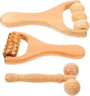 minkissy Pack Acupoint Massager Wooden Shoulder Back Cervical Massager Foot Massage Roller for Home Travel